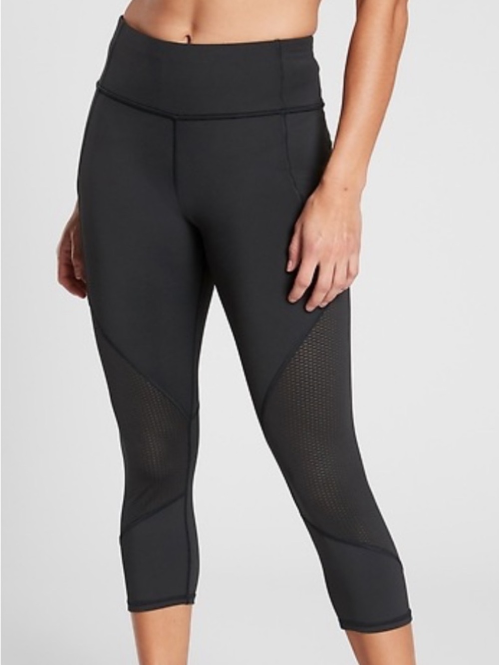 Athleta Black Mesh Contender Capri